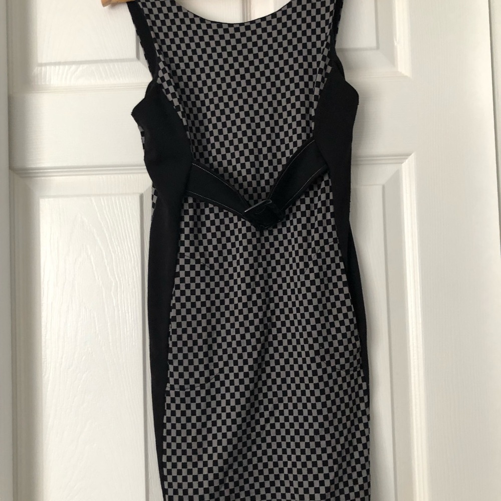 A Gray and Black Checker Board Design Dress
